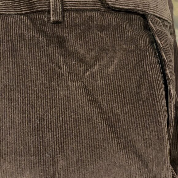 Ralph Lauren Chocolate Brown Corduroy Flat Front Pants - 36x34 - Picture 5 of 6